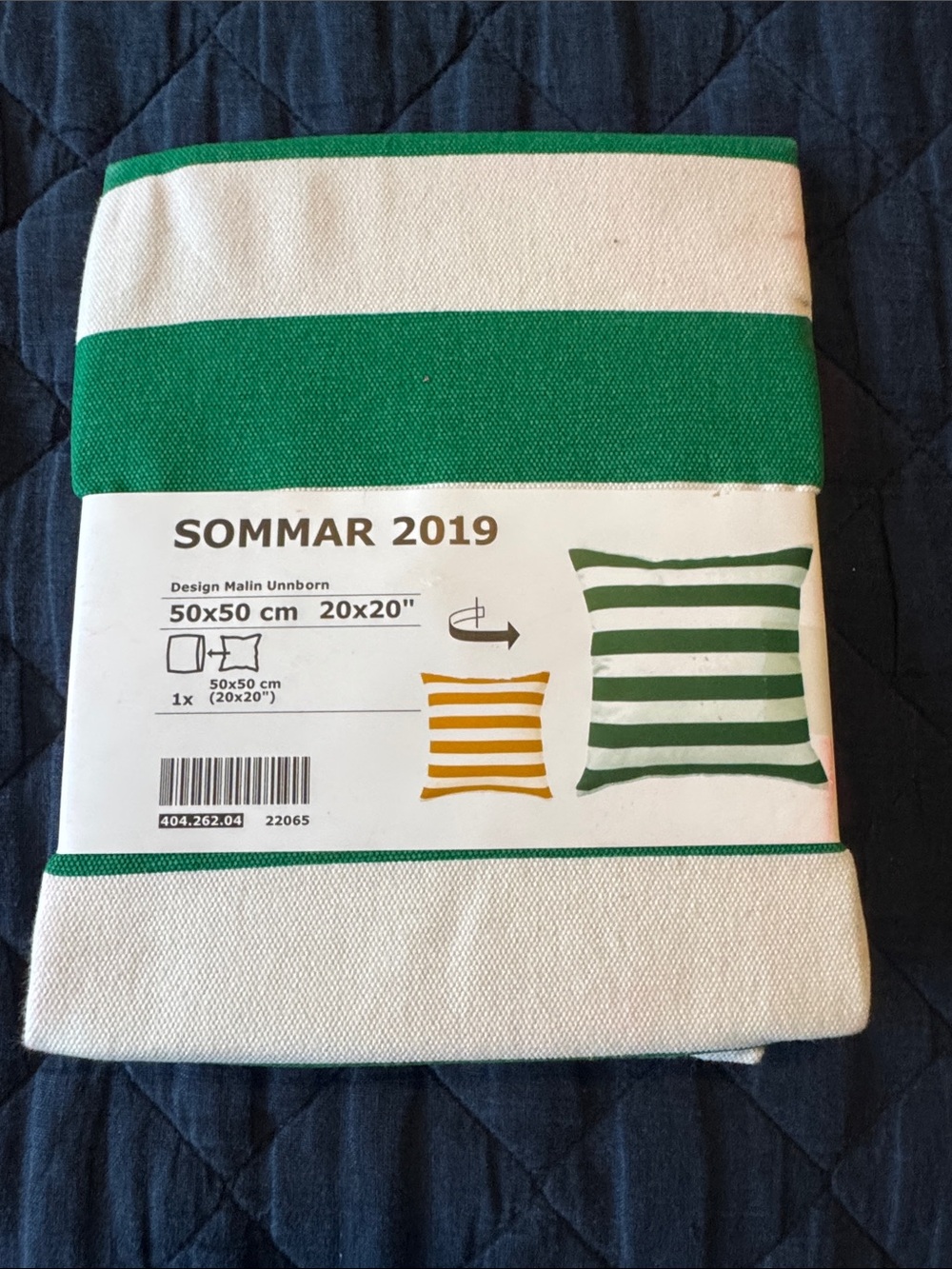 IKEA Green and White Striped SOMMAR 2019 Pillow Cover